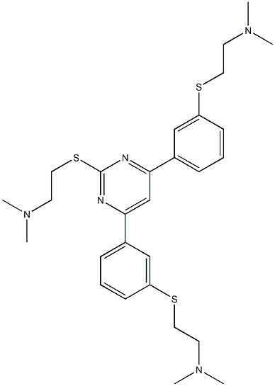 2-(2-Dimethylaminoethylthio)-4,6-bis[3-(2-dimethylaminoethylthio)phenyl]pyrimidine Struktur