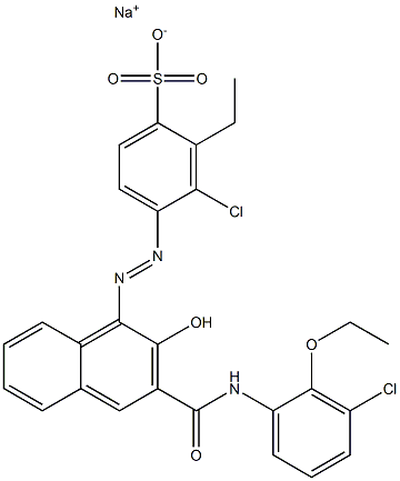 3-Chloro-2-ethyl-4-[[3-[[(3-chloro-2-ethoxyphenyl)amino]carbonyl]-2-hydroxy-1-naphtyl]azo]benzenesulfonic acid sodium salt Struktur