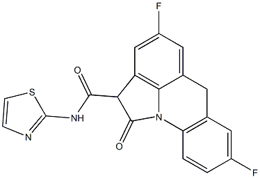 4,8-Difluoro-N-(2-thiazolyl)-1,2-dihydro-1-oxo-6H-pyrrolo[3,2,1-de]acridine-2-carboxamide Struktur