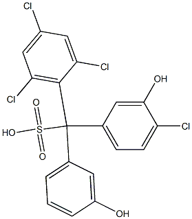 (4-Chloro-3-hydroxyphenyl)(2,4,6-trichlorophenyl)(3-hydroxyphenyl)methanesulfonic acid Struktur