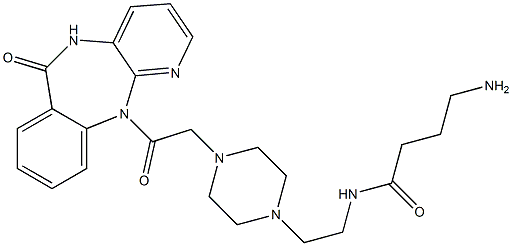 5,11-Dihydro-11-[[4-[2-(4-aminobutyrylamino)ethyl]-1-piperazinyl]acetyl]-6H-pyrido[2,3-b][1,4]benzodiazepin-6-one Struktur