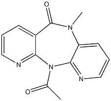 5-Methyl-11-acetyl-5,11-dihydro-6H-dipyrido[3,2-b:2',3'-e][1,4]diazepine-6-one Struktur