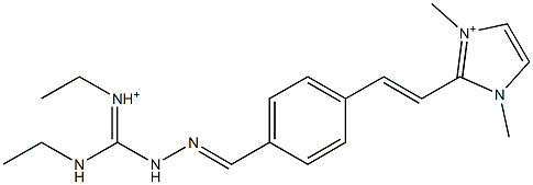 1,3-Dimethyl-2-[2-[4-[2-[ethyliminio(ethylamino)methyl]hydrazonomethyl]phenyl]ethenyl]-1H-imidazol-3-ium Struktur