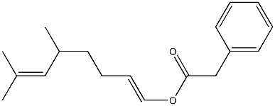 Phenylacetic acid 5,7-dimethyl-1,6-octadienyl ester Struktur