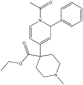 1-Methyl-4-[(1,2-dihydro-1-acetyl-2-phenylpyridin)-4-yl]piperidine-4-carboxylic acid ethyl ester Struktur