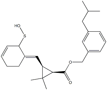 (1R,3S)-2,2-Dimethyl-3-[[(3E)-2,3,4,5-tetrahydro-2-oxothiophen]-3-ylidenemethyl]cyclopropane-1-carboxylic acid-3-(2-methylpropyl)benzyl ester Struktur