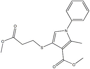 2-Methyl-4-[[2-(methoxycarbonyl)ethyl]thio]-1-phenyl-1H-pyrrole-3-carboxylic acid methyl ester Struktur