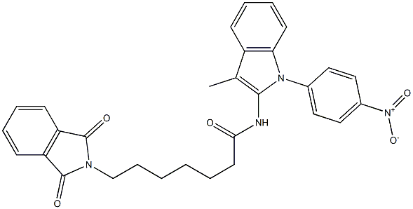 N-[1-(4-Nitrophenyl)-3-methyl-1H-indol-2-yl]-7-(1,3-dioxoisoindolin-2-yl)heptanamide Struktur