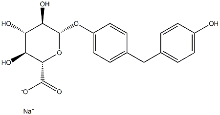 (2S,3S,4S,5R,6S)-3,4,5-Trihydroxy-6-(4-(4-hydroxybenzyl)phenoxy)tetrahydro-2H-pyran-2-carboxylate Sodium Salt Struktur