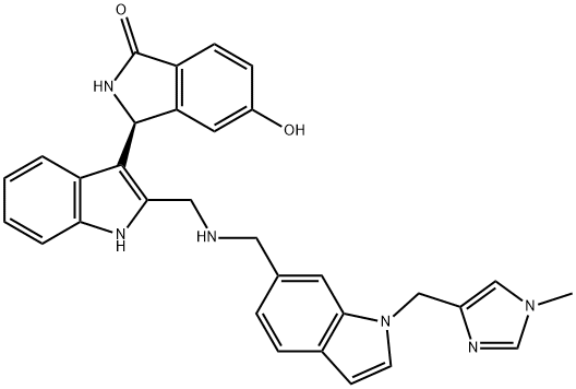 (S)-5-hydroxy-3-(2-(((1-((1-methyl-1H-imidazol-4-yl)methyl)-1H-indol-6-yl)methylamino)methyl)-1H-indol-3-yl)isoindolin-1-one 結(jié)構(gòu)式