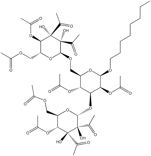 n-Octyl-2,4-O-diacetyl 3,6-Di-O-(2,3,4,6-O-tetraacetyl-a-D-mannopyranosyl)-b-D-mannopyranoside Struktur