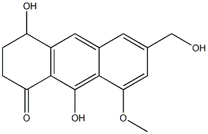 1-oxo-4,9-dihydroxy-8-methoxy-6-hydroxymethyl-1,2,3,4-tetrahydroanthracene Struktur