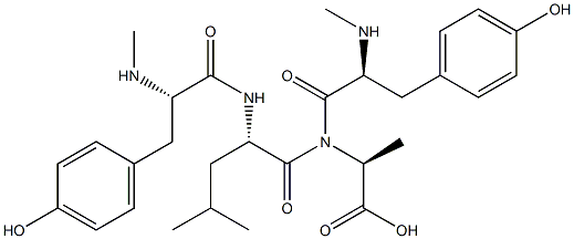 N-methyltyrosyl-N-methyltyrosyl-leucyl-alanine Struktur