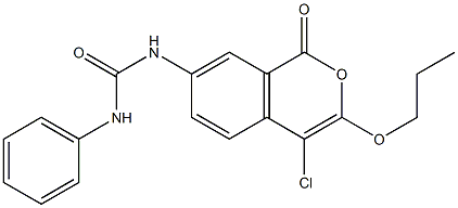 7-N-phenylcarbamoylamino-4-chloro-3-propyloxyisocoumarin Struktur