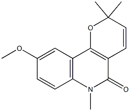 9-methoxy-2,2,6-trimethyl-2,6-dihydro-5H-pyrrano(3,2-c)quinolin-5-one Struktur