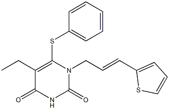 5-ethyl-6-(phenylthio)-1-(3-(2-thienyl)prop-2-en-1-yl)uracil Struktur