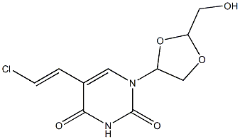 5-(2-chlorovinyl)-1-(2-(hydroxymethyl)-1,3-dioxolan-5-yl)uracil Struktur