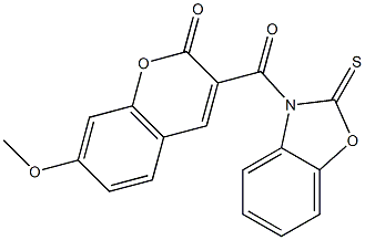 3-(7'-methoxycoumarin-3'-carbonyl)benzoxazoline-2-thione Struktur