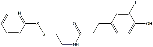 4-hydroxy-3-iodo-N-(2-(2-pyridinyldithio)ethyl)benzenepropanamide Struktur