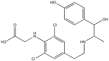 N-(2,6-dichloro-4-(2-((2-hydroxy-2-(4-hydroxyphenyl)-1-methylethyl)amino)ethyl)phenyl)aminoacetic acid Struktur