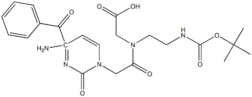 N-((N(4)-(benzoyl)cytosine-1-yl)acetyl)-N-(2-(tert-butoxycarbonyl)aminoethyl)glycine Struktur