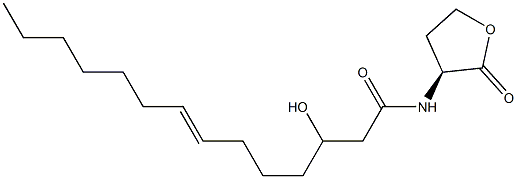 N-(3-hydroxy-7-tetradecenoyl)homoserine lactone Struktur