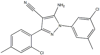 5-amino-1-(3-chloro-5-methylphenyl)-3-(2-chloro-4-methylphenyl)-1H-pyrazole-4-carbonitrile Struktur