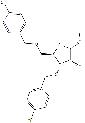 METHYL 3,5-DI-O-4-CHLOROBENZYL-ALPHA-D-RIBOFURANOSIDE Struktur