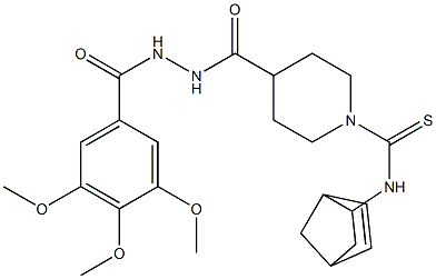 N1-bicyclo[2.2.1]hept-5-en-2-yl-4-{[2-(3,4,5-trimethoxybenzoyl)hydrazino]carbonyl}piperidine-1-carbothioamide Struktur