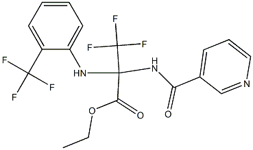 ethyl 3,3,3-trifluoro-2-[(3-pyridylcarbonyl)amino]-2-[2-(trifluoromethyl)anilino]propanoate Struktur