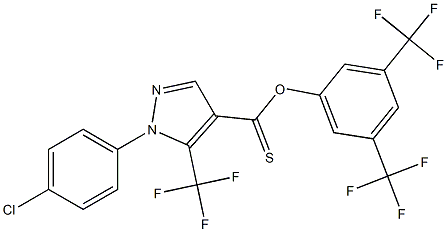 3,5-di(trifluoromethyl)phenyl 1-(4-chlorophenyl)-5-(trifluoromethyl)-1H-pyrazole-4-carbothioate Struktur