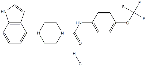 4-(1H-indol-4-yl)-N-[4-(trifluoromethoxy)phenyl]tetrahydropyrazine-1(2H)-carboxamide hydrochloride Struktur