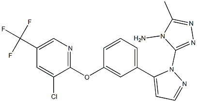 3-[5-(3-{[3-chloro-5-(trifluoromethyl)-2-pyridinyl]oxy}phenyl)-1H-pyrazol-1-yl]-5-methyl-4H-1,2,4-triazol-4-amine Struktur