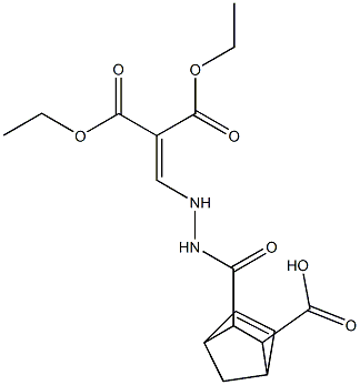 3-({2-[3-ethoxy-2-(ethoxycarbonyl)-3-oxoprop-1-enyl]hydrazino}carbonyl)bicyclo[2.2.1]hept-5-ene-2-carboxylic acid Struktur