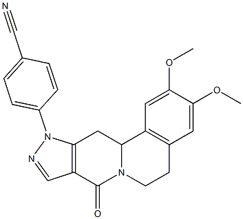 4-[2,3-dimethoxy-8-oxo-5,8,12,12a-tetrahydropyrazolo[3',4':4,5]pyrido[2,1-a]isoquinolin-11(6H)-yl]benzenecarbonitrile Struktur