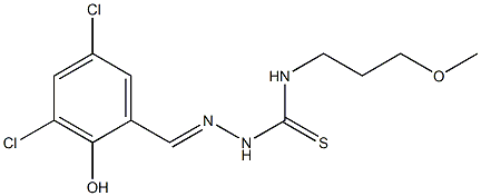 N1-(3-methoxypropyl)-2-(3,5-dichloro-2-hydroxybenzylidene)hydrazine-1-carbothioamide Struktur