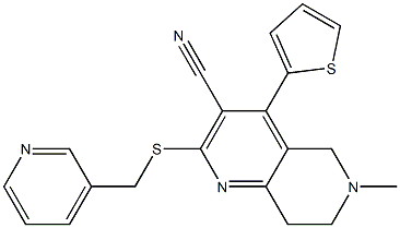 6-methyl-2-[(3-pyridinylmethyl)sulfanyl]-4-(2-thienyl)-5,6,7,8-tetrahydro[1,6]naphthyridine-3-carbonitrile Struktur