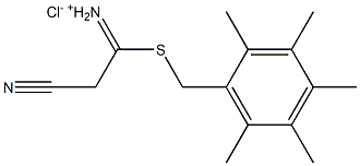 {2-cyano-1-[(2,3,4,5,6-pentamethylbenzyl)thio]ethylidene}ammonium chloride Struktur