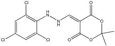 2,2-dimethyl-5-{[2-(2,4,6-trichlorophenyl)hydrazino]methylidene}-1,3-dioxane-4,6-dione Struktur