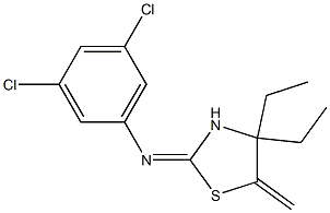 N1-(4,4-diethyl-5-methylidene-1,3-thiazolan-2-yliden)-3,5-dichloroaniline Struktur