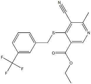 ethyl 5-cyano-6-methyl-4-{[3-(trifluoromethyl)benzyl]thio}nicotinate Struktur