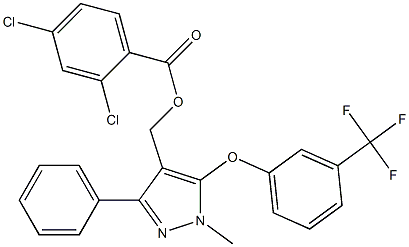 {1-methyl-3-phenyl-5-[3-(trifluoromethyl)phenoxy]-1H-pyrazol-4-yl}methyl 2,4-dichlorobenzenecarboxylate Struktur