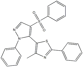 4-methyl-2-phenyl-5-[1-phenyl-4-(phenylsulfonyl)-1H-pyrazol-5-yl]-1,3-thiazole Struktur