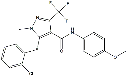 5-[(2-chlorophenyl)sulfanyl]-N-(4-methoxyphenyl)-1-methyl-3-(trifluoromethyl)-1H-pyrazole-4-carboxamide Struktur