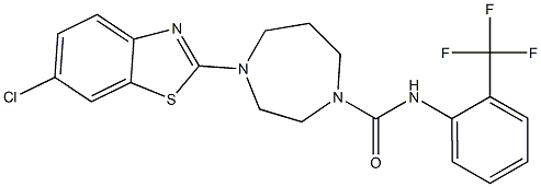 N1-[2-(trifluoromethyl)phenyl]-4-(6-chloro-1,3-benzothiazol-2-yl)-1,4-diazepane-1-carboxamide Struktur