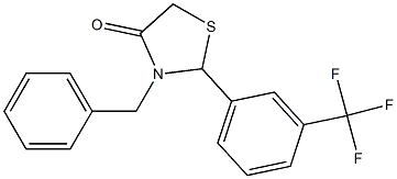 3-benzyl-2-[3-(trifluoromethyl)phenyl]-1,3-thiazolan-4-one Struktur