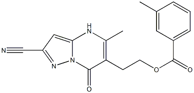 2-(2-cyano-5-methyl-7-oxo-4,7-dihydropyrazolo[1,5-a]pyrimidin-6-yl)ethyl 3-methylbenzenecarboxylate Struktur