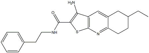 3-amino-6-ethyl-N-phenethyl-5,6,7,8-tetrahydrothieno[2,3-b]quinoline-2-carboxamide Struktur