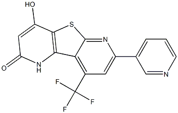 4-hydroxy-7-(3-pyridinyl)-9-(trifluoromethyl)pyrido[2',3':4,5]thieno[2,3-b]pyridin-2(1H)-one Struktur