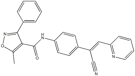 N4-{4-[1-cyano-2-(2-pyridyl)vinyl]phenyl}-5-methyl-3-phenylisoxazole-4-carboxamide Struktur